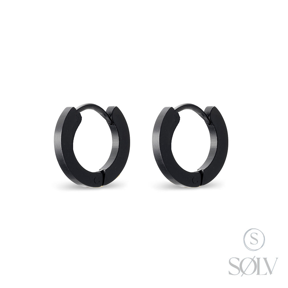 Solv Stainless Steel Black Plated 4mm Domed Huggie Earrings