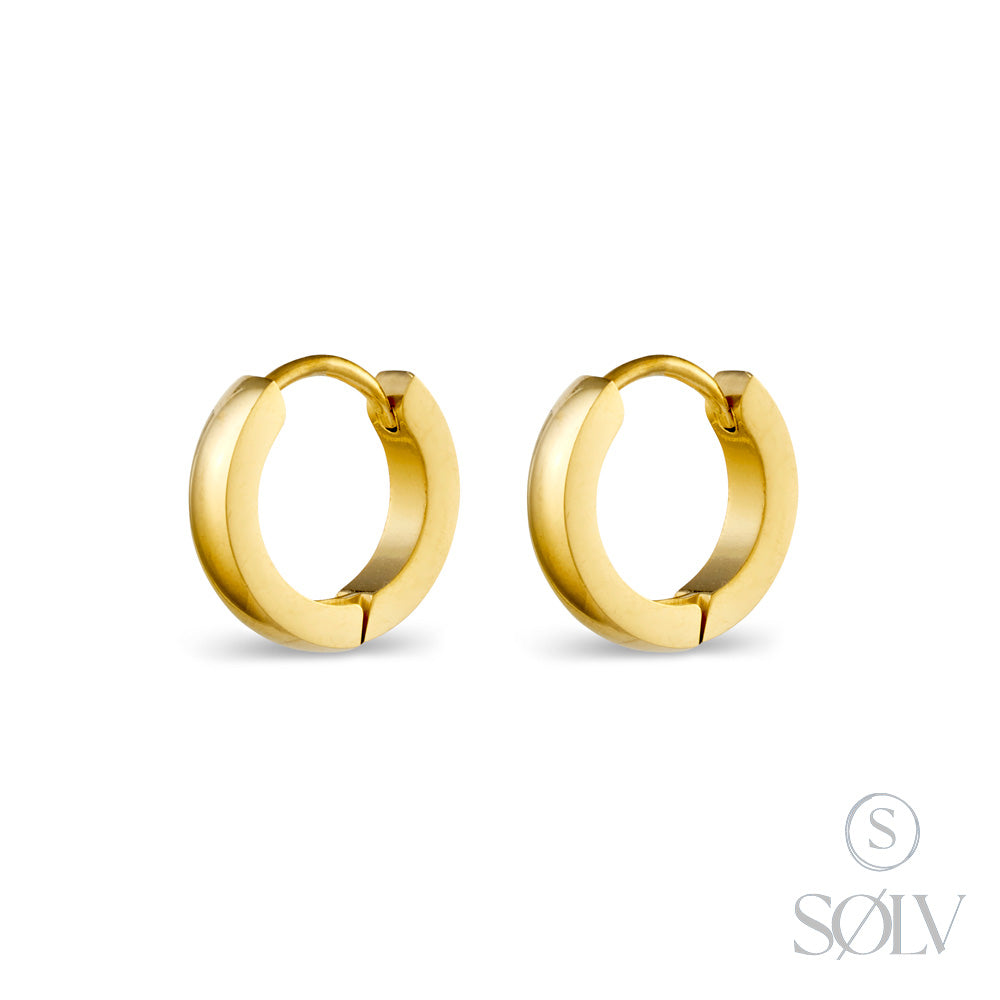 Solv Stainless Steel Gold Plated Huggie Earrings