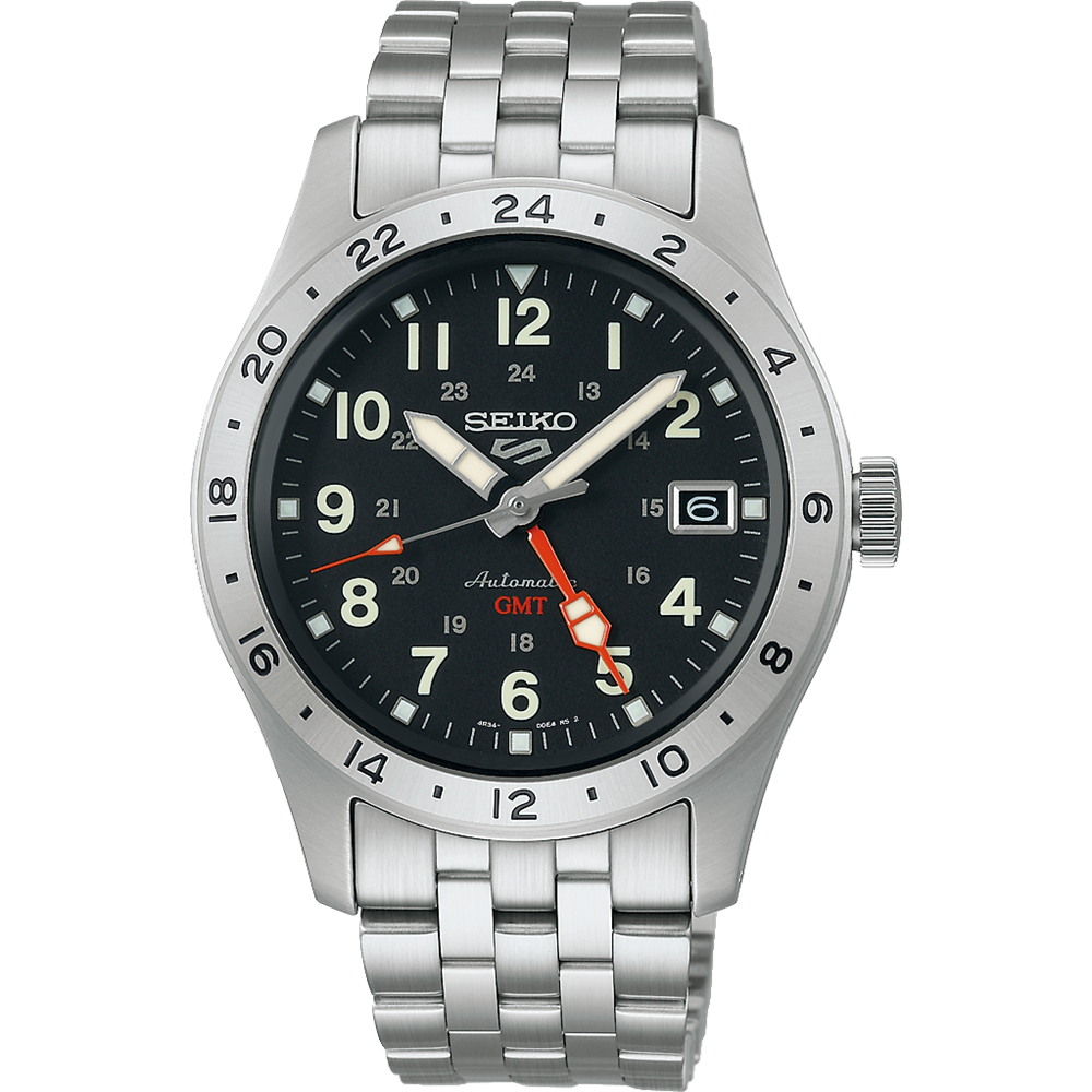 Seiko Men's 5 Sports 39.4mm Stainless Steel Automatic GMT Watch 100M SSK023K