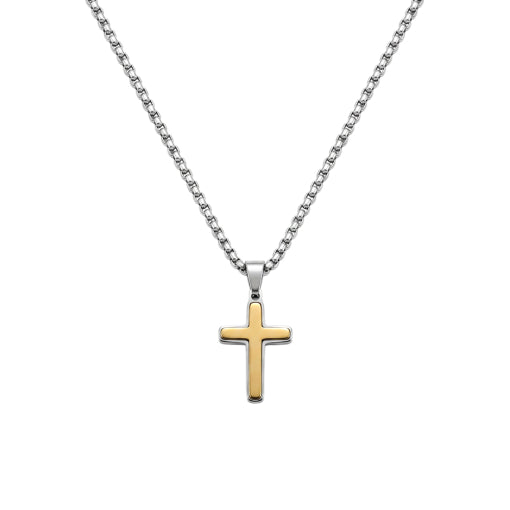 Solv Stainless Steel Gold Plated Cross and Chain