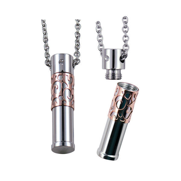 Stainless Steel Pink Ion Plated Funeral Ashes Urn Pendant