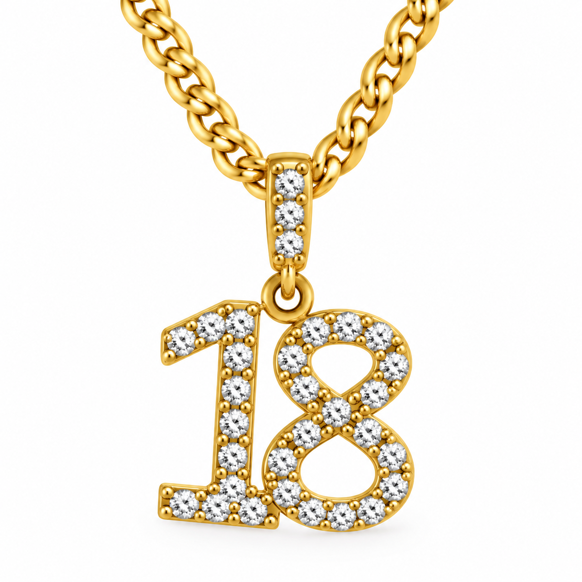 9ct Yellow Gold Number 18 Pendant