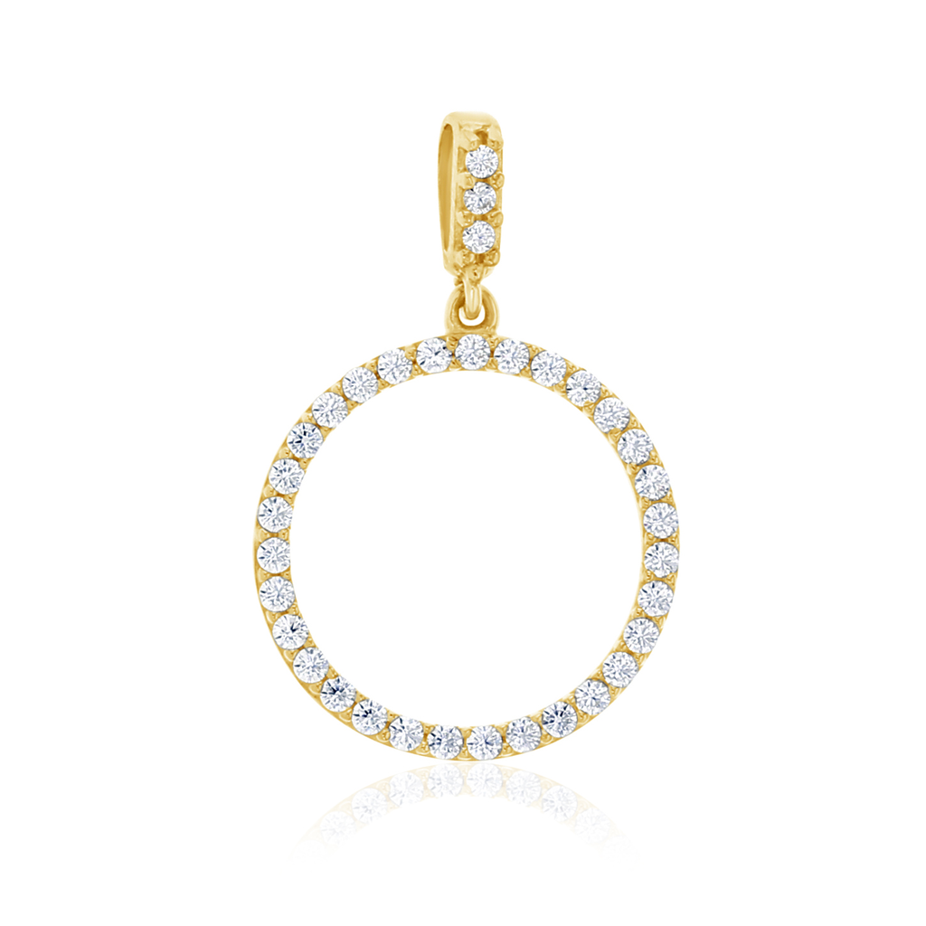 9ct Yellow Gold Cubic Zirconia Open Circle Pendant