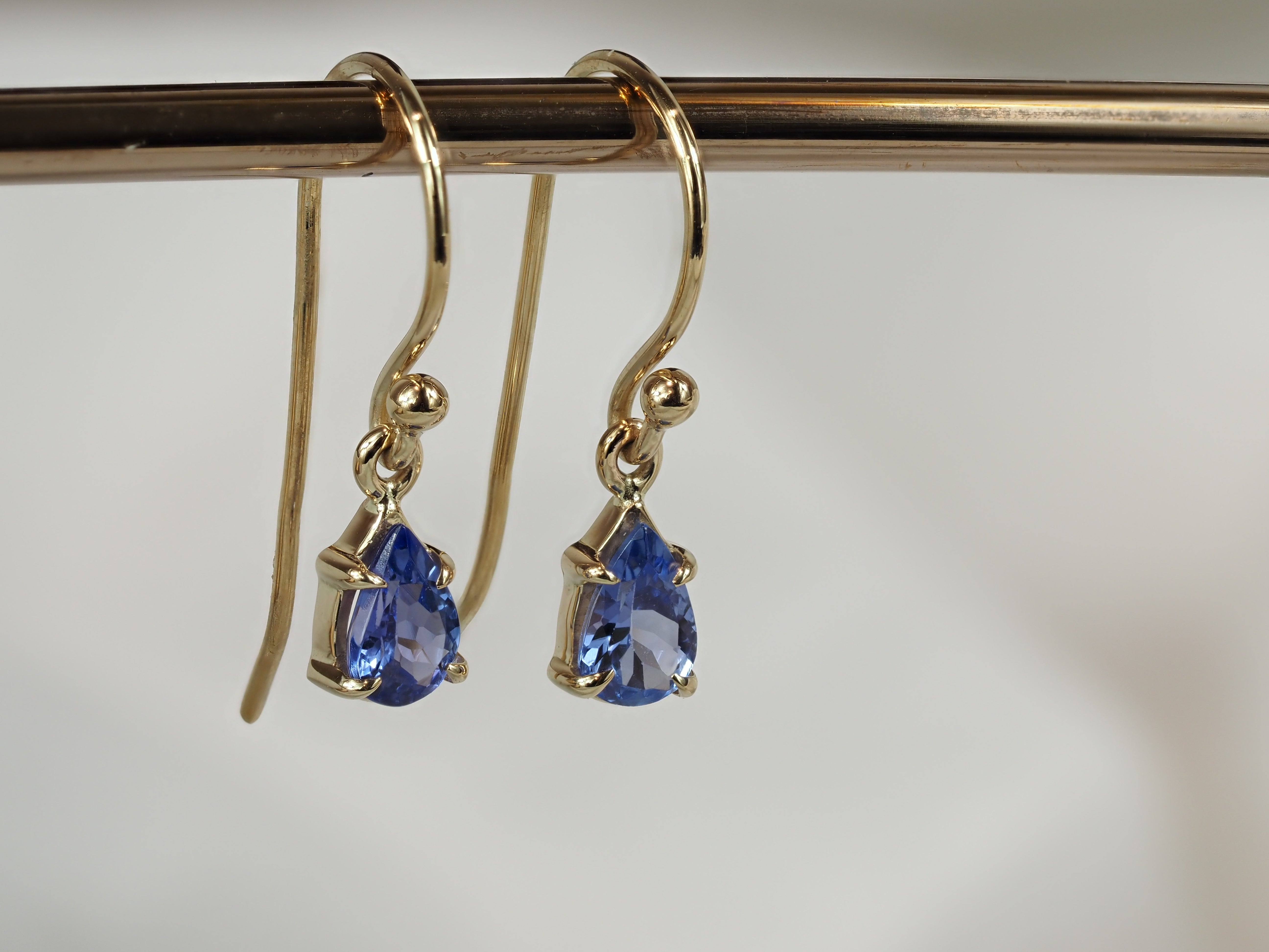9ct Yellow Gold Tanzanite Shepard Hook Earrings