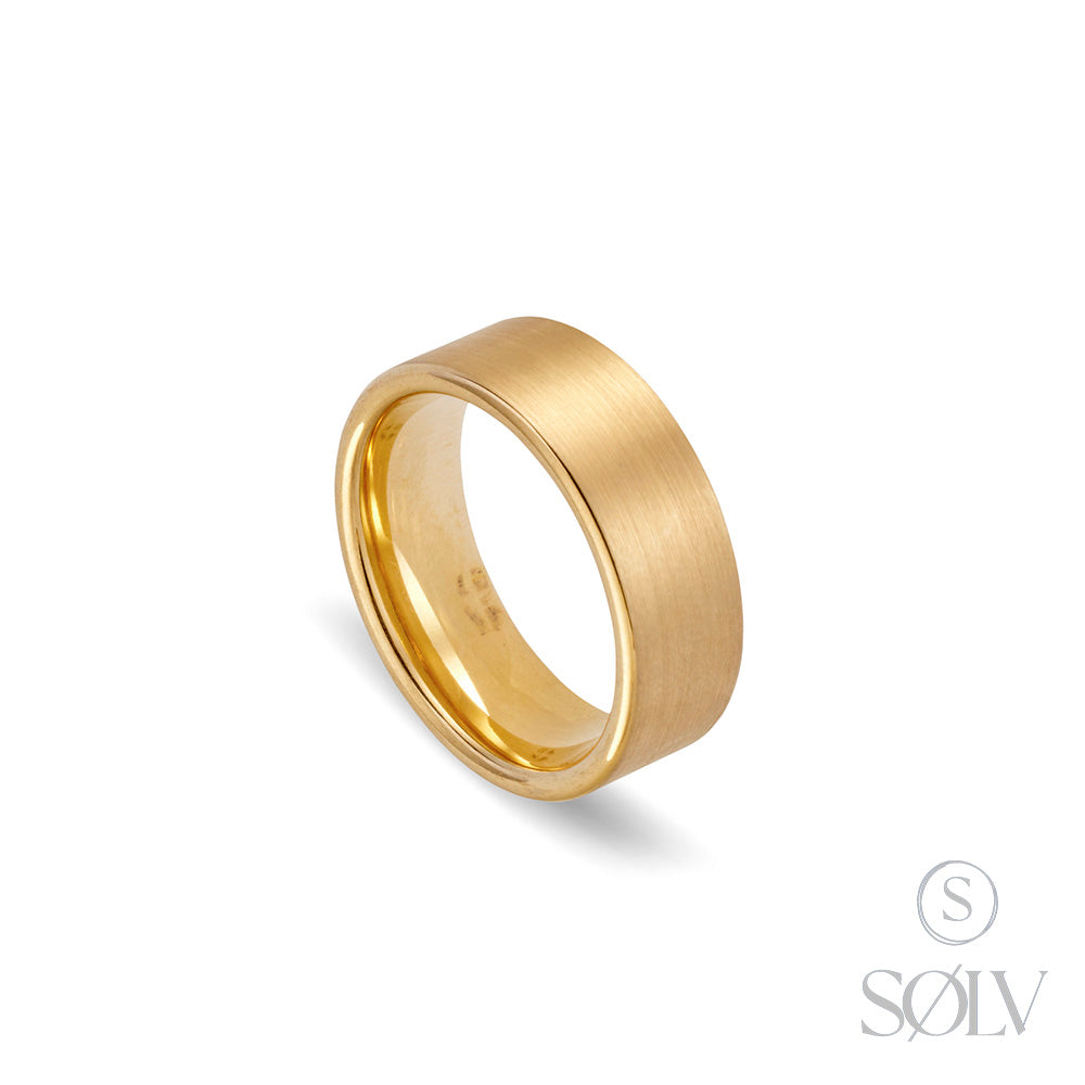 Solv Tungsten Gold Plated Brushed Finish Ring, Size 10