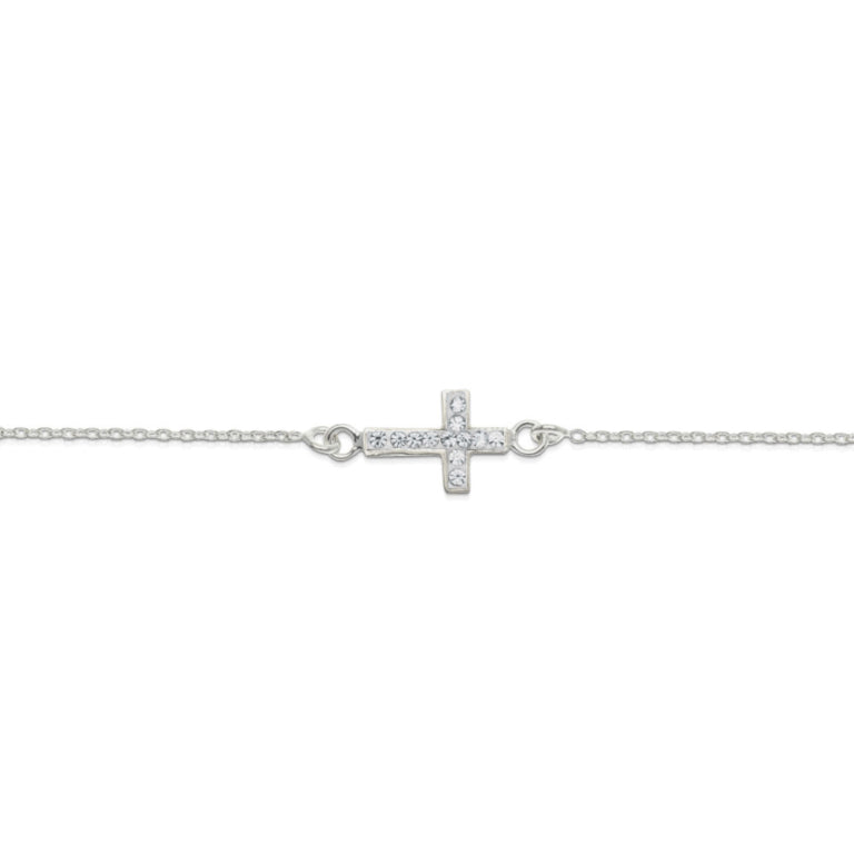 Solv Sterling Silver Cross Bracelet