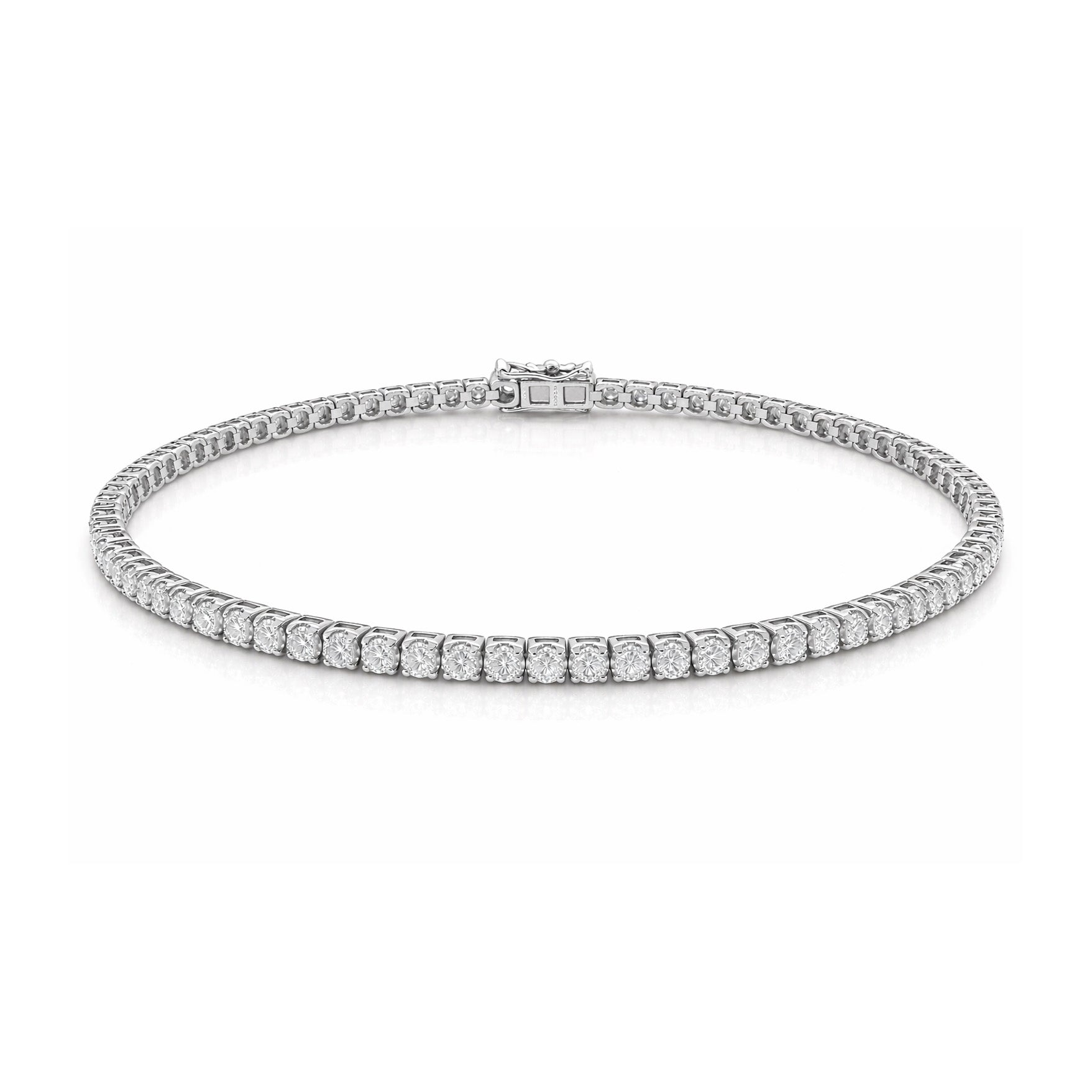 9ct White Gold Natural Diamond Tennis Bracelet, 1ct Total