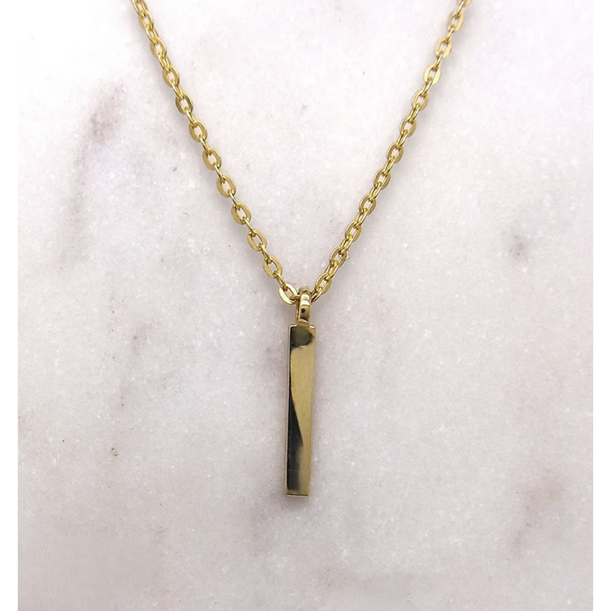 9ct polished vertical bar necklet