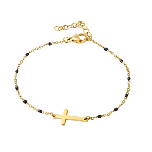 Solv Stainless Steel Gold Plated Bead Bracelet