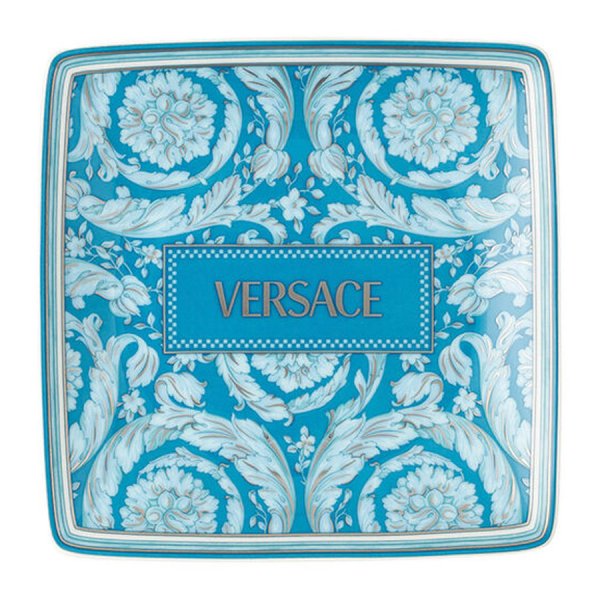 Versace Barocco Teal Square Dish 12 cm