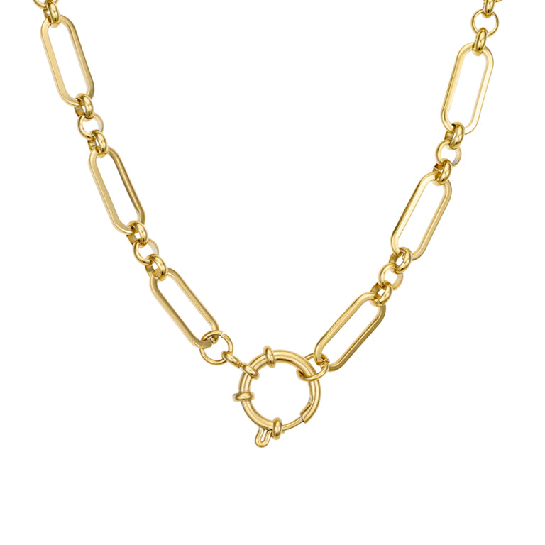 Solv Sterling Silver Gold Plated Charm Chain, 45cm