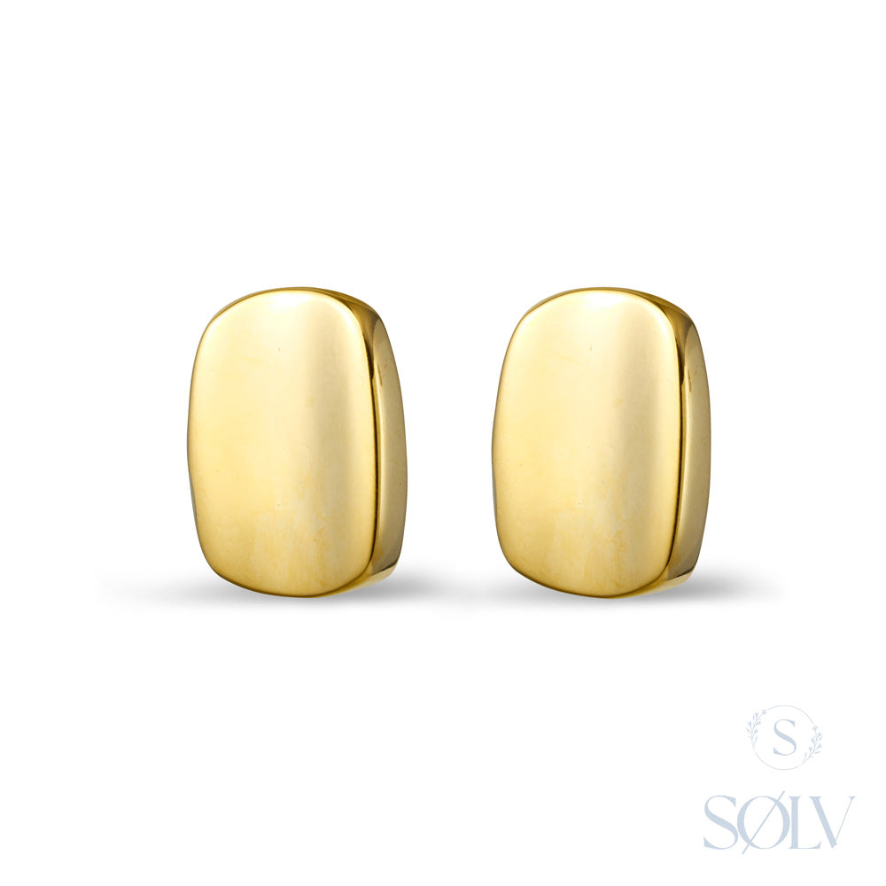 Solv Stainless Steel Gold Plated Rectangle Stud Earrings
