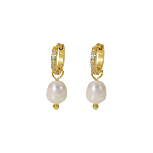Solv Stainless Steel Cubic Zirconia Pearl Drop Earrings
