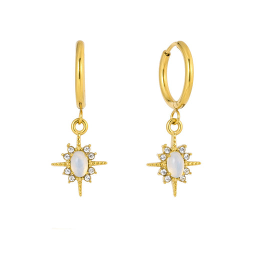 Solv Stainless Steel Gold Plated Opalite Huggie Earrings