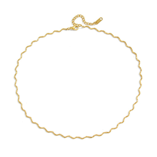 Solv Stainless Steel Gold Plated Wave Link Necklet