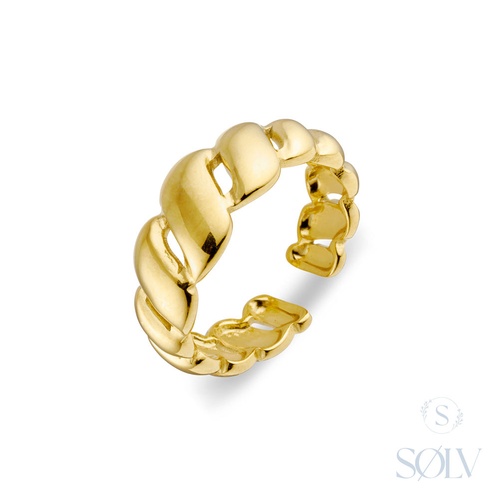 Solv Stainless Steel Gold Plated Croissant Ring, Size 7