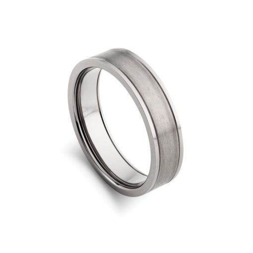 Titanium Ring with Matte Centre and Polished Edges, size 12