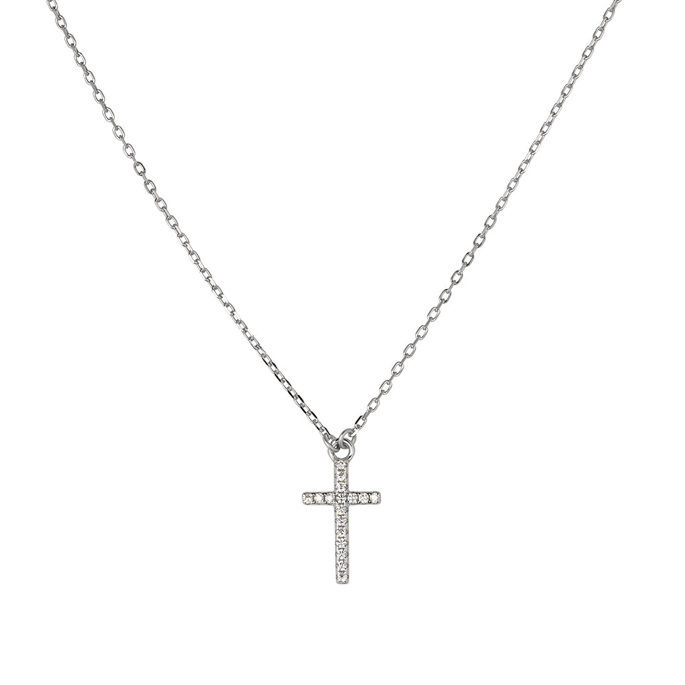 Sterling Silver Chain with Cubic Zirconia, 45cm