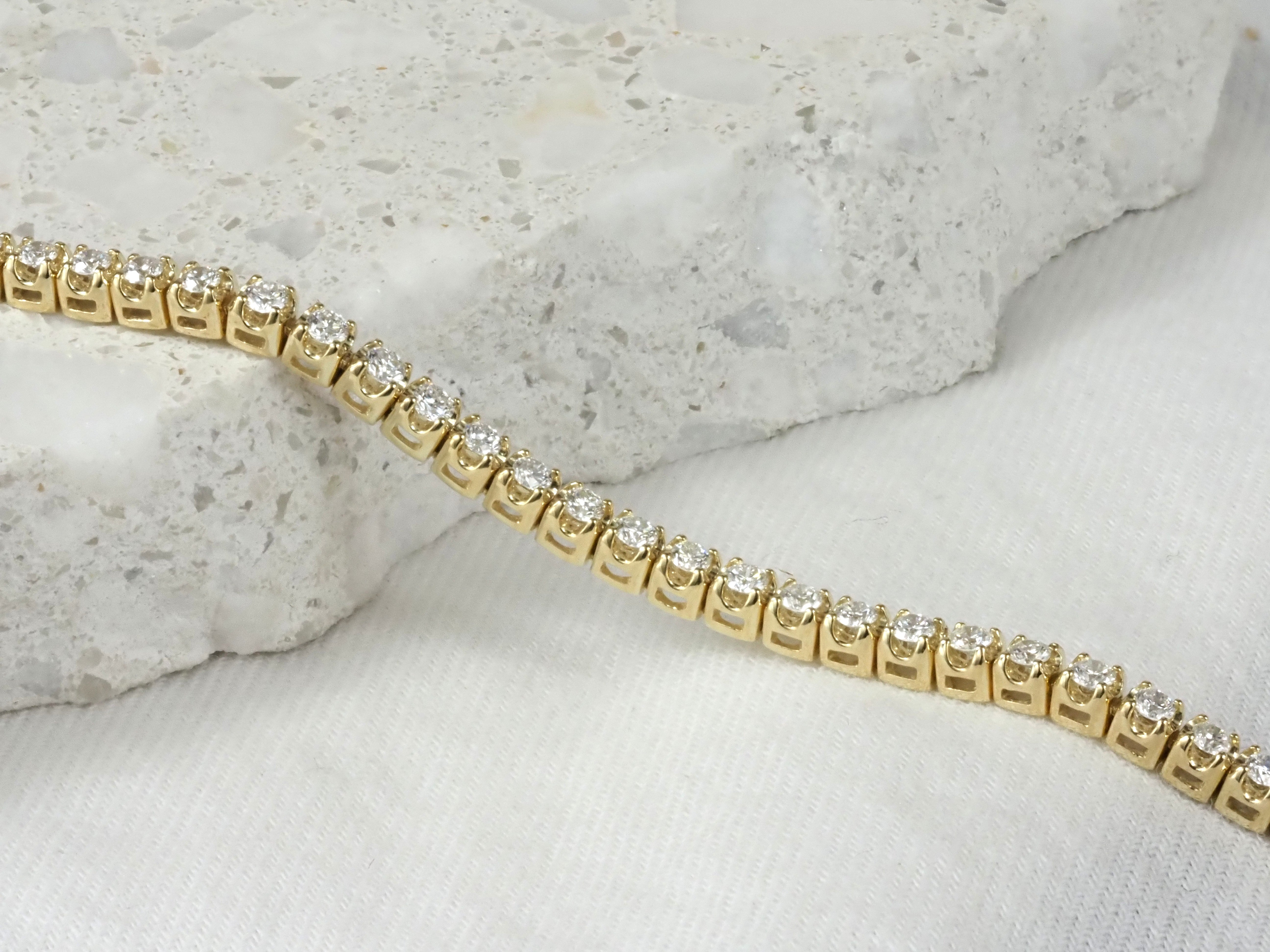 9ct Yellow Gold Natural Diamond Tennis Bracelet, 2ct Total