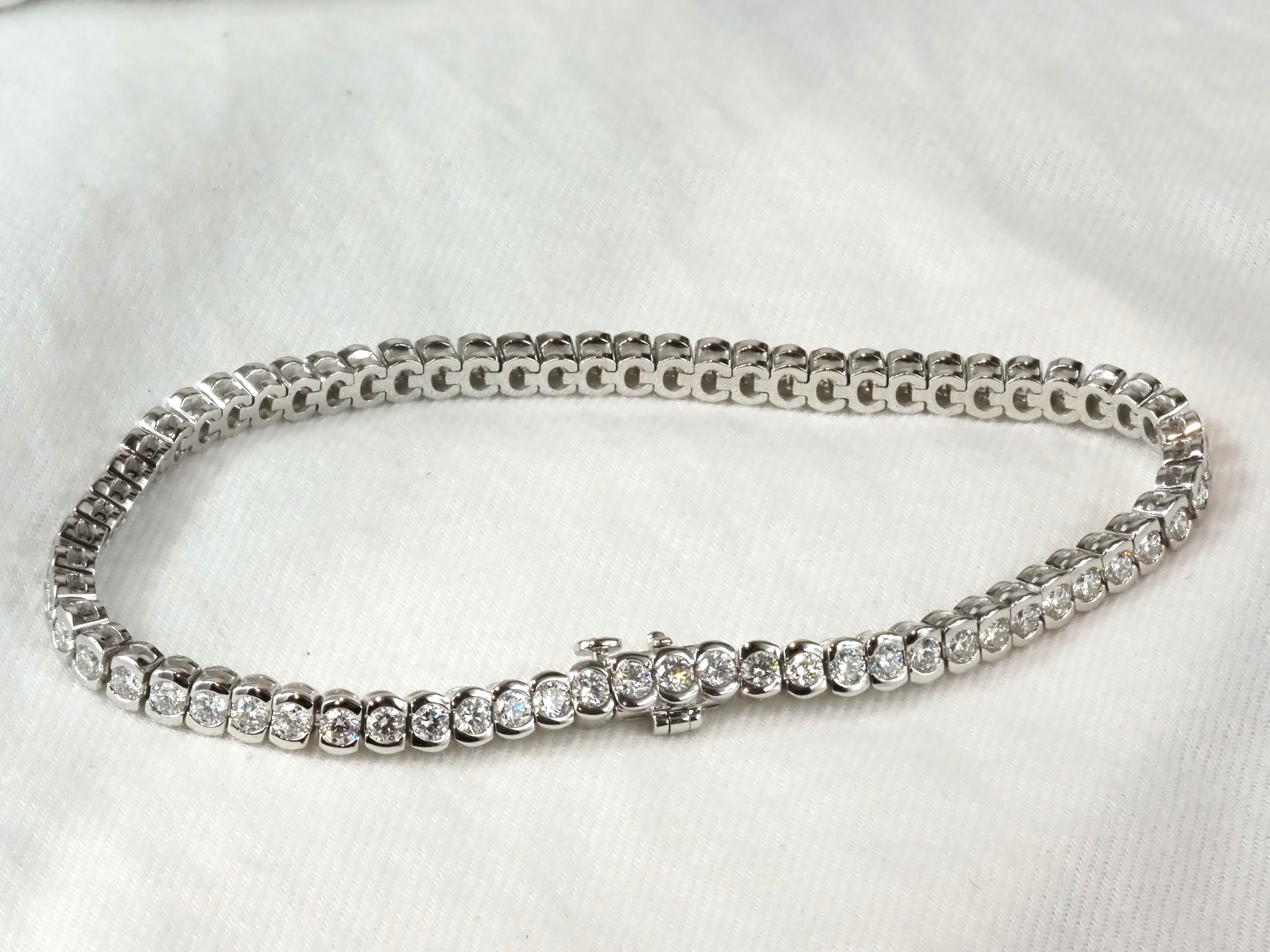 18ct White Gold Diamond Tennis Bracelet, 3.5ct Total