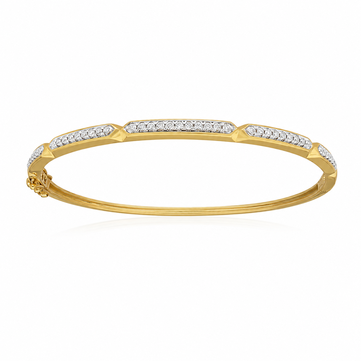 9ct Yellow and White Gold Round Brilliant Cut Diamond Bangle, 0.36ct Total