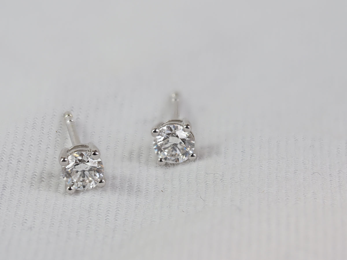 9ct White Gold Diamond Stud Earrings, 0.50ct Total