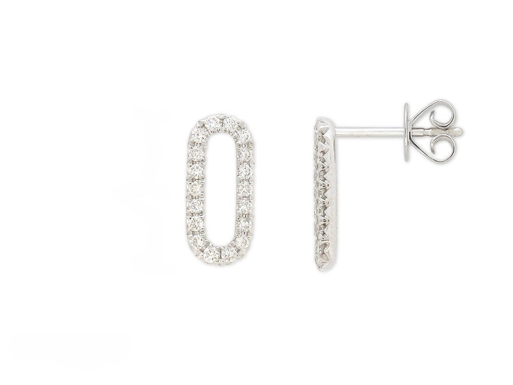 9ct White Gold Diamond Stud Drop Earrings, 0.34ct Total