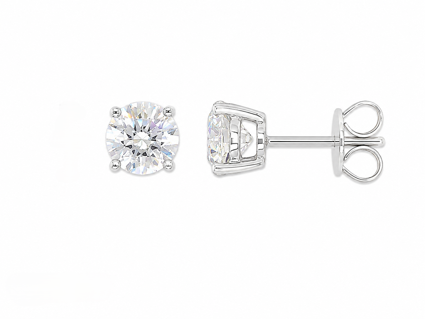 9ct White Gold Lab-Grown Diamond Stud Earrings, 1.53ct Total