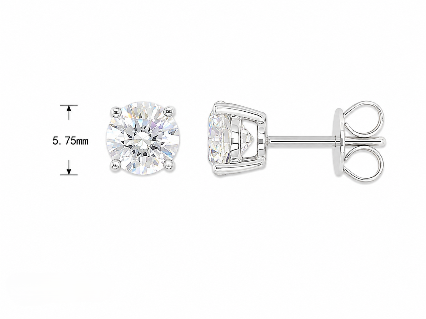 9ct White Gold Lab-Grown Diamond Stud Earrings, 1.53ct Total