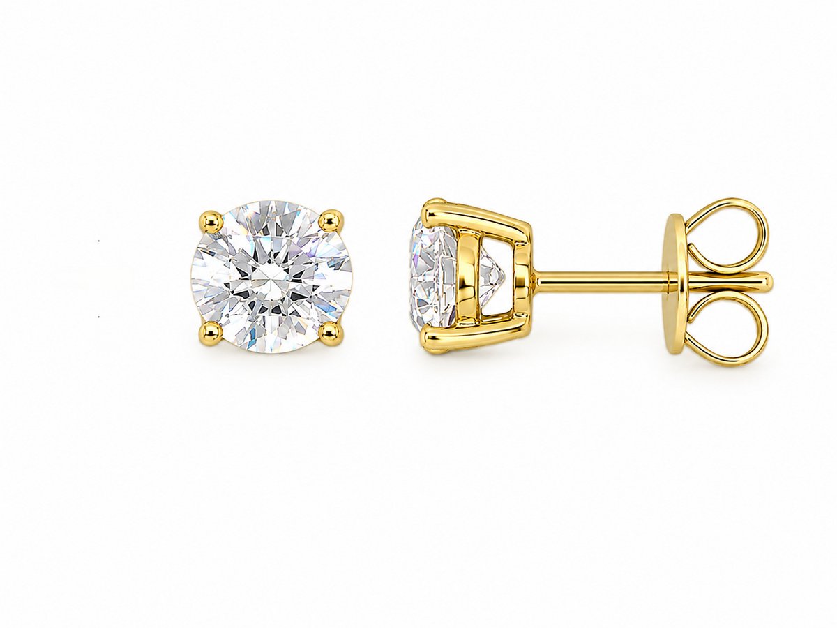 9ct Yellow Gold Lab-Grown Diamond Stud Earrings, 1.54ct Total
