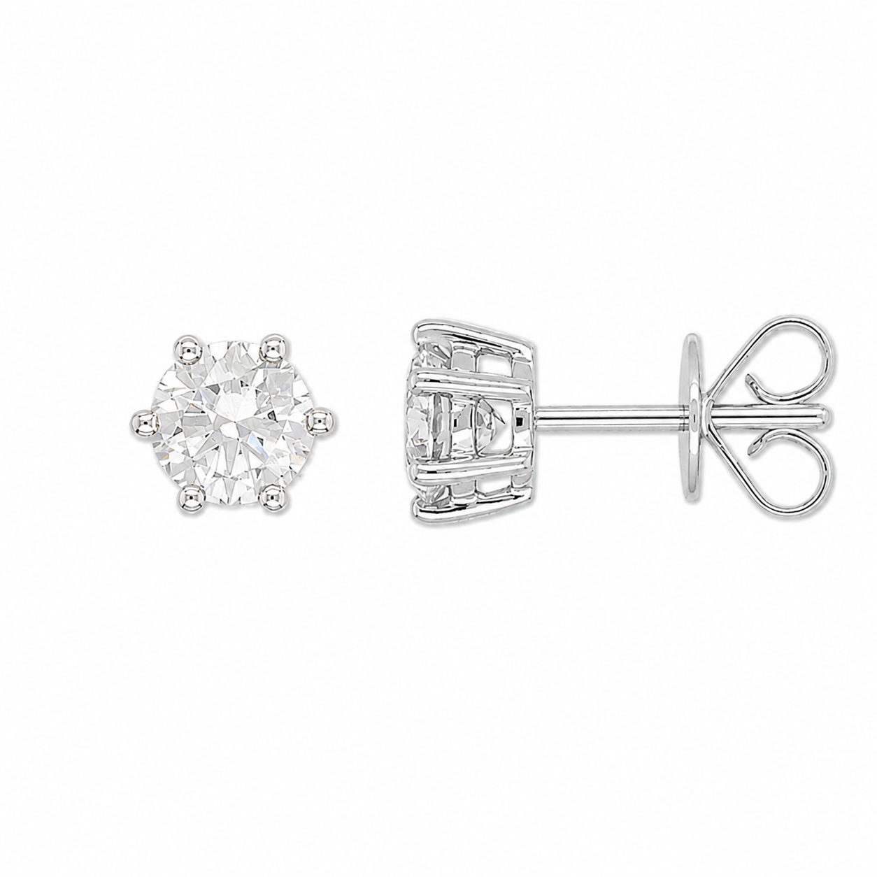 9ct White Gold Lab-Grown Diamond Stud Earrings, 1ct total