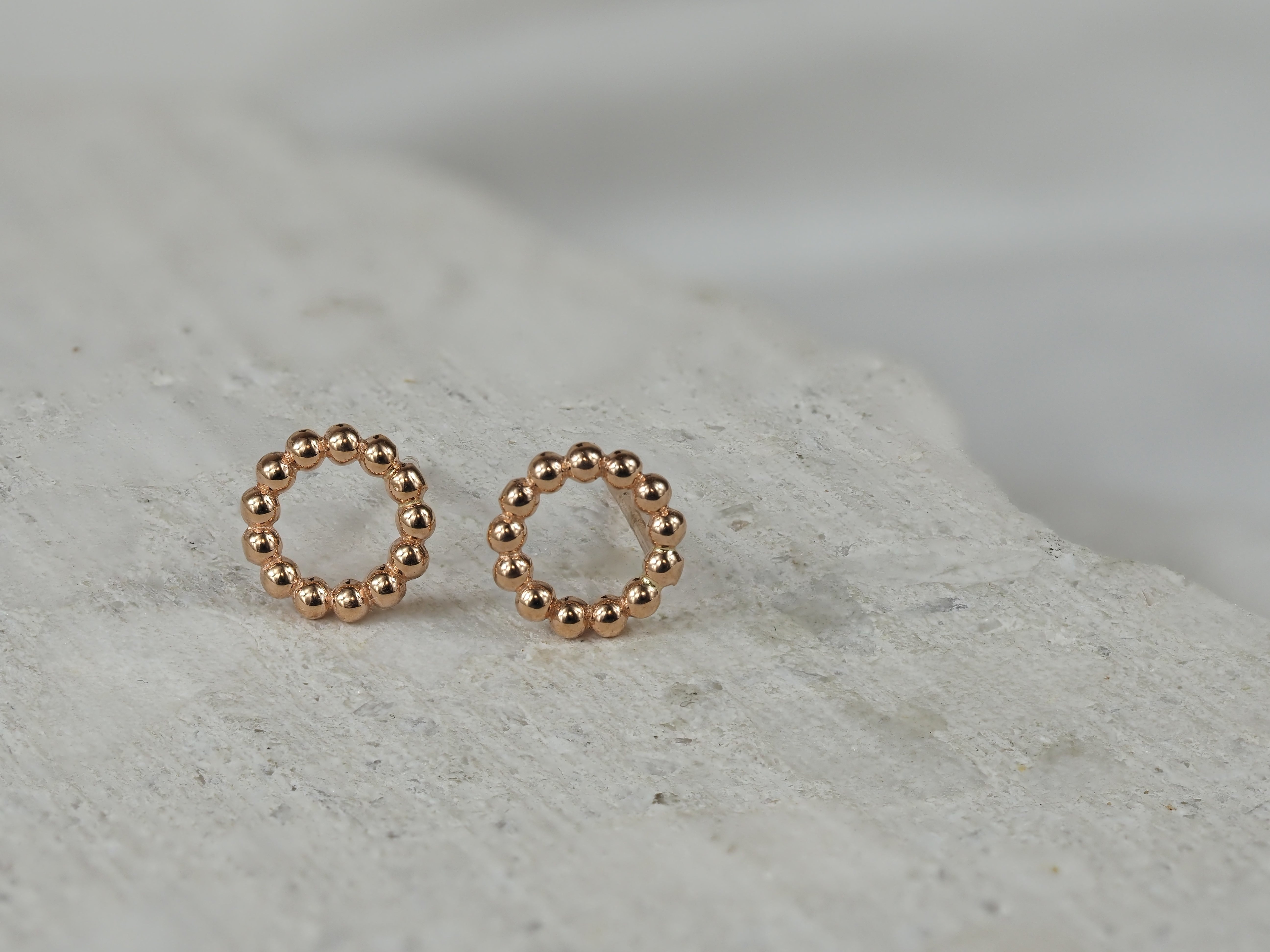 9ct Rose Gold Bubble Stud Earrings