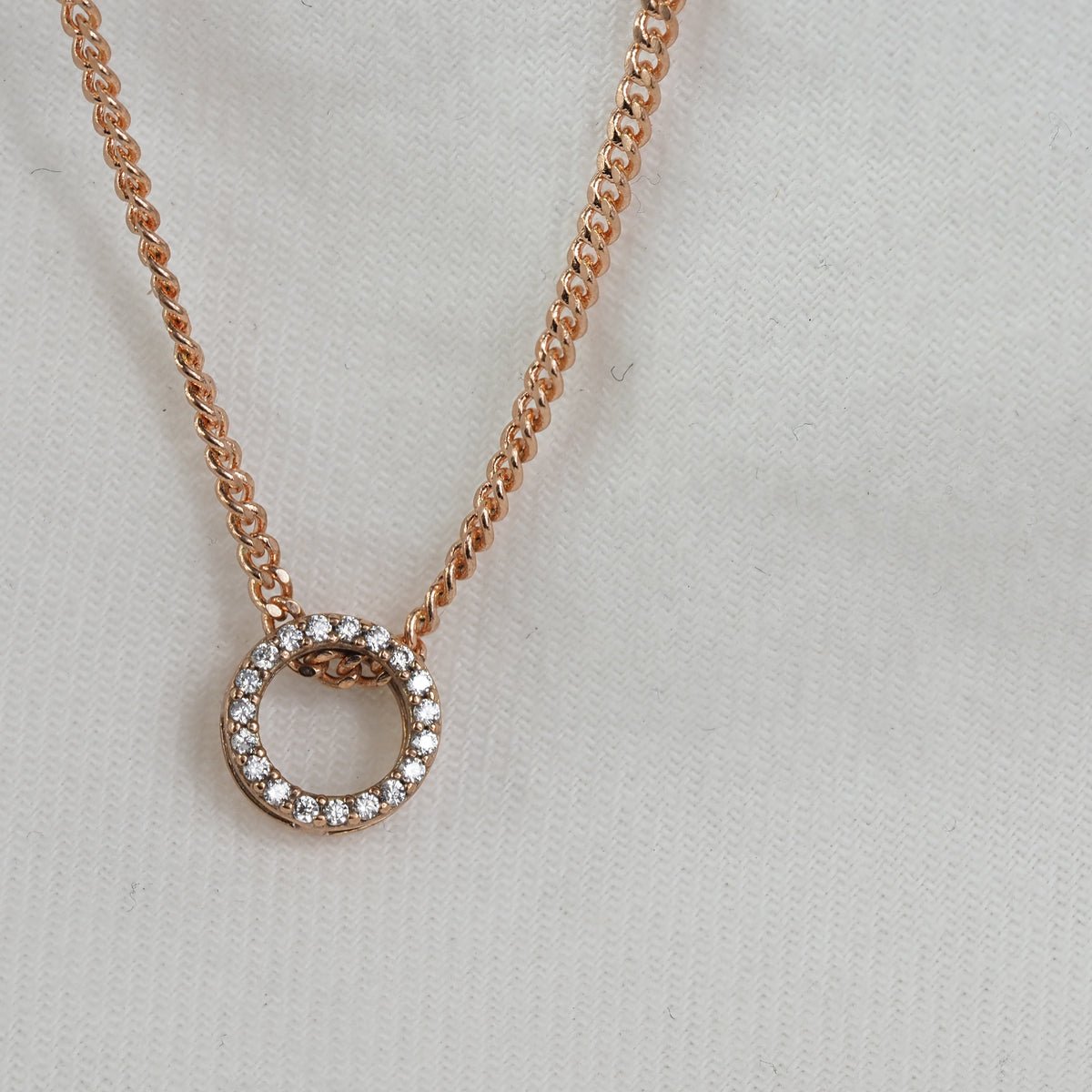 9ct Rose Gold Circle Cubic Zirconia Pendant