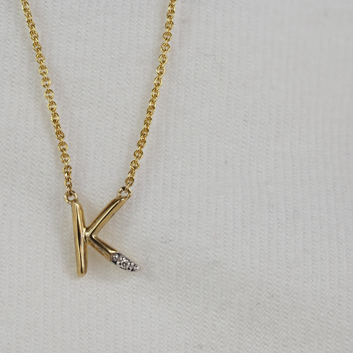 9ct Yellow Gold Diamond set initial 'K' necklet
