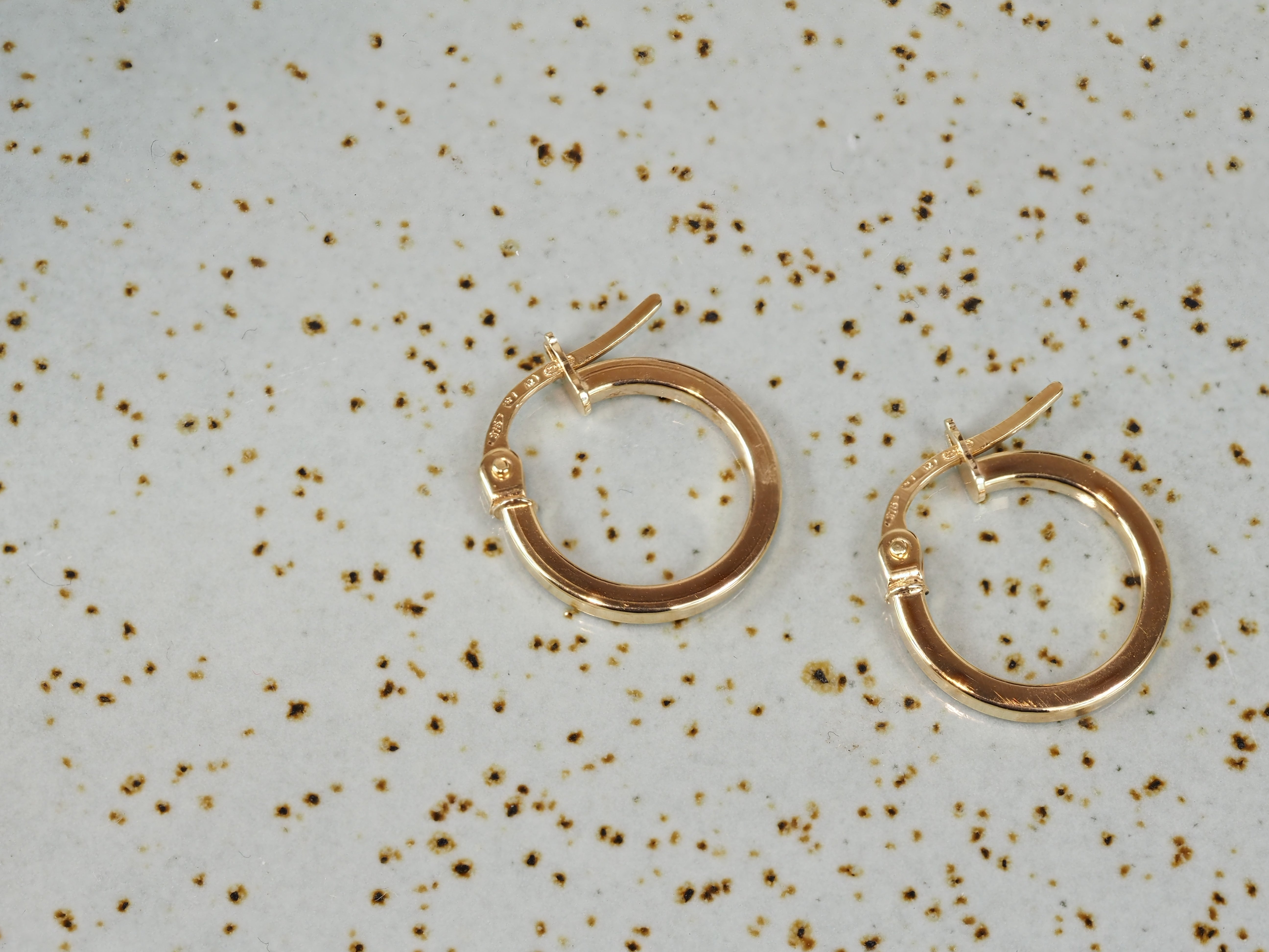 9ct Yellow Gold Square Tube Hoop Earrings