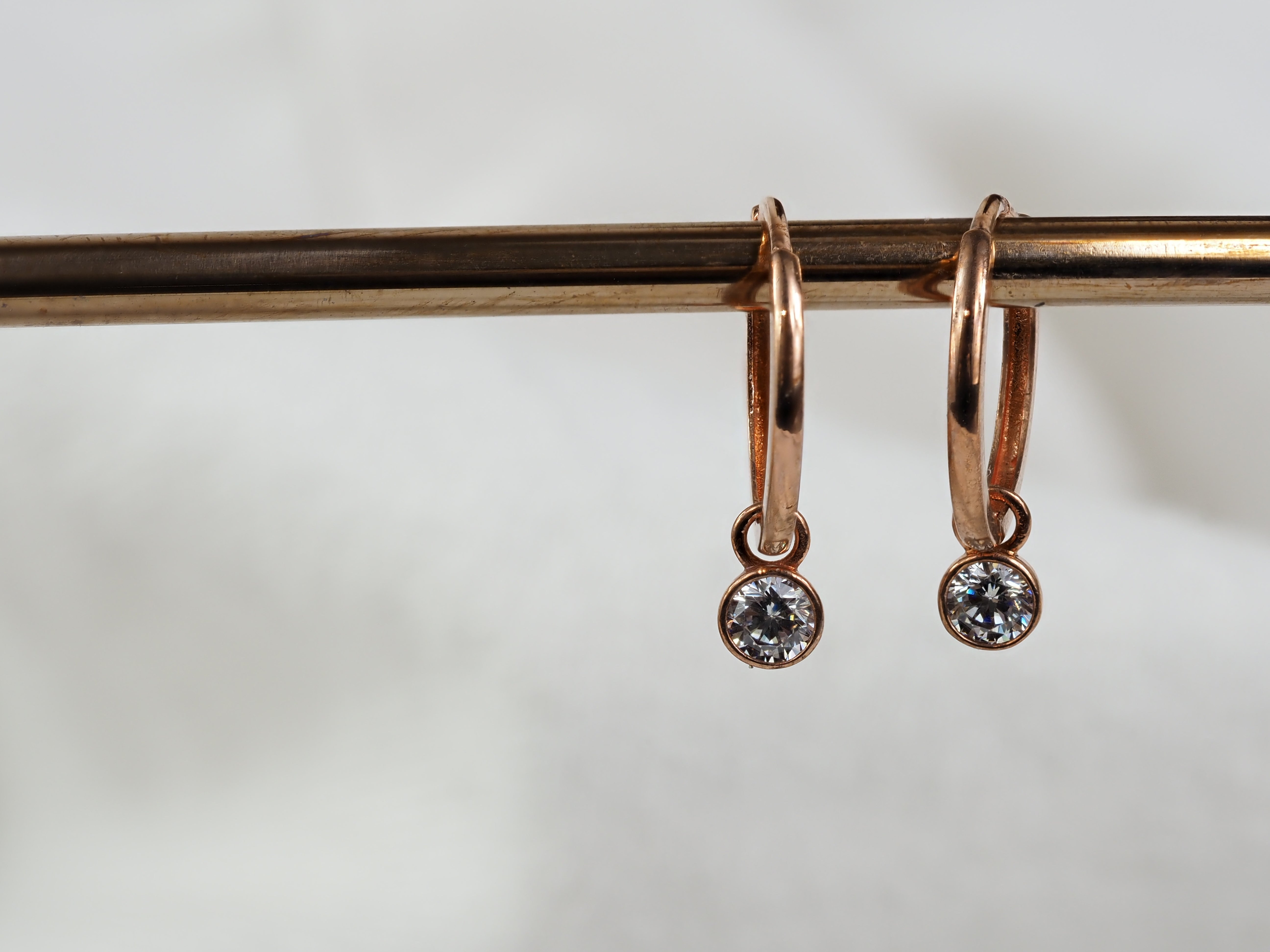 9ct Rose Gold Cubic Zirconia Dangle Huggie Earring