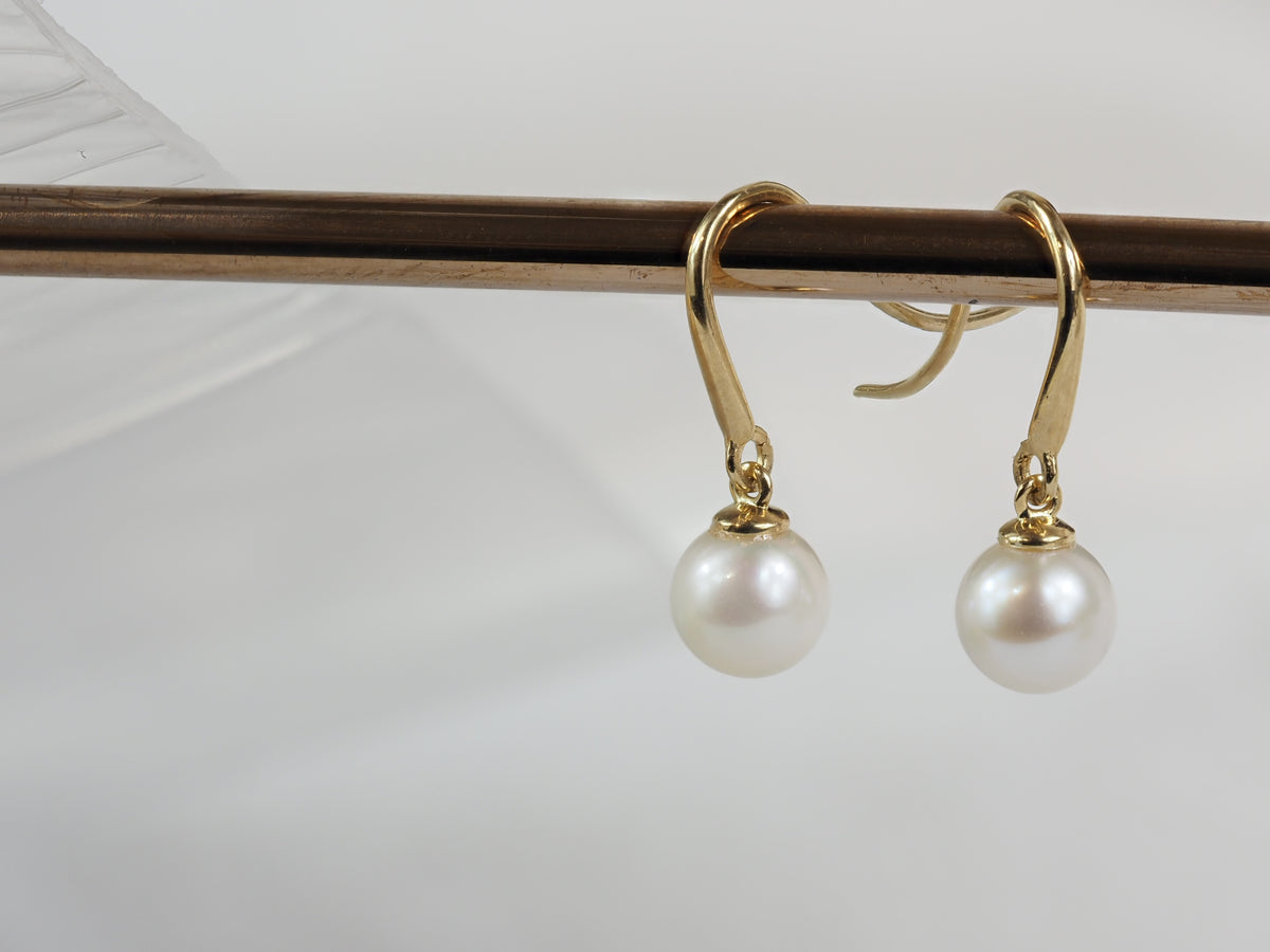 9ct Yellow Gold Freshwater Pearl Hoop Earrings
