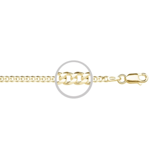 Sterling Silver Gold Plated Curb Chain, 55cm