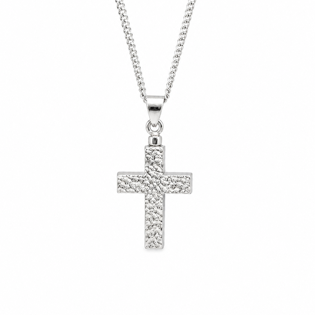 Sterling Silver Cross Funeral Ashes Urn Pendant