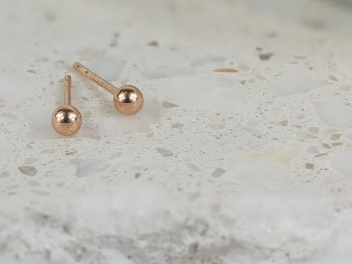 9ct Rose Gold 3mm Ball Stud Earrings