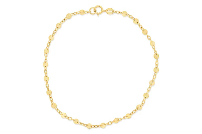 9ct Yellow Gold Flat disc Bracelet