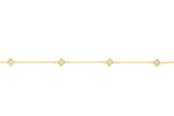9ct Yellow Gold bracelet with Clovers