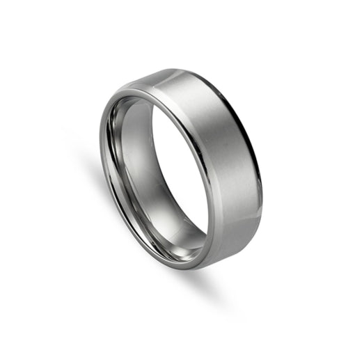 Titanium Ring With Matte Centre And Polished Edges, Size 10