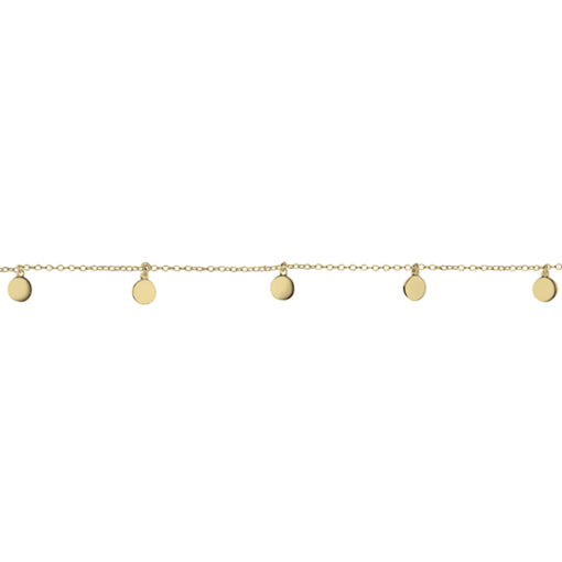 Sterling Silver Gold Plated multi circle drop bracelet, 18.5cm