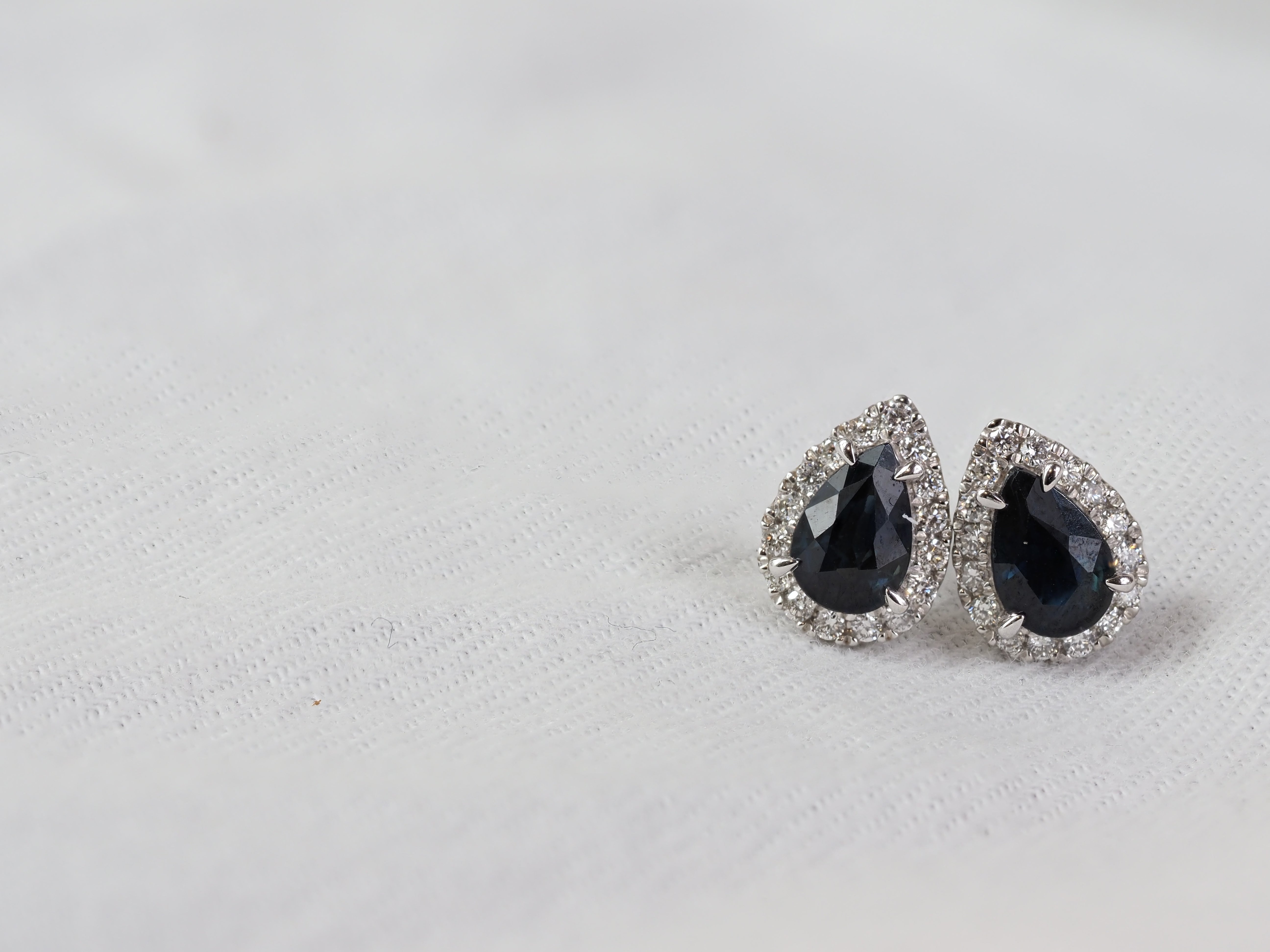 9ct White Gold Sapphire and Diamond stud earrings