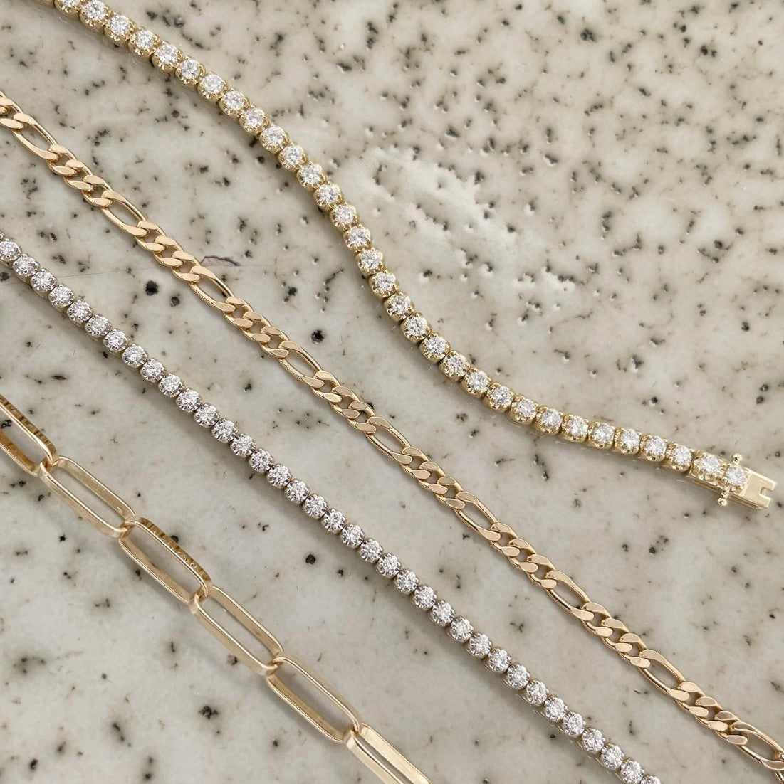 9ct Yellow Gold Diamond Tennis Bracelet, 2ct total