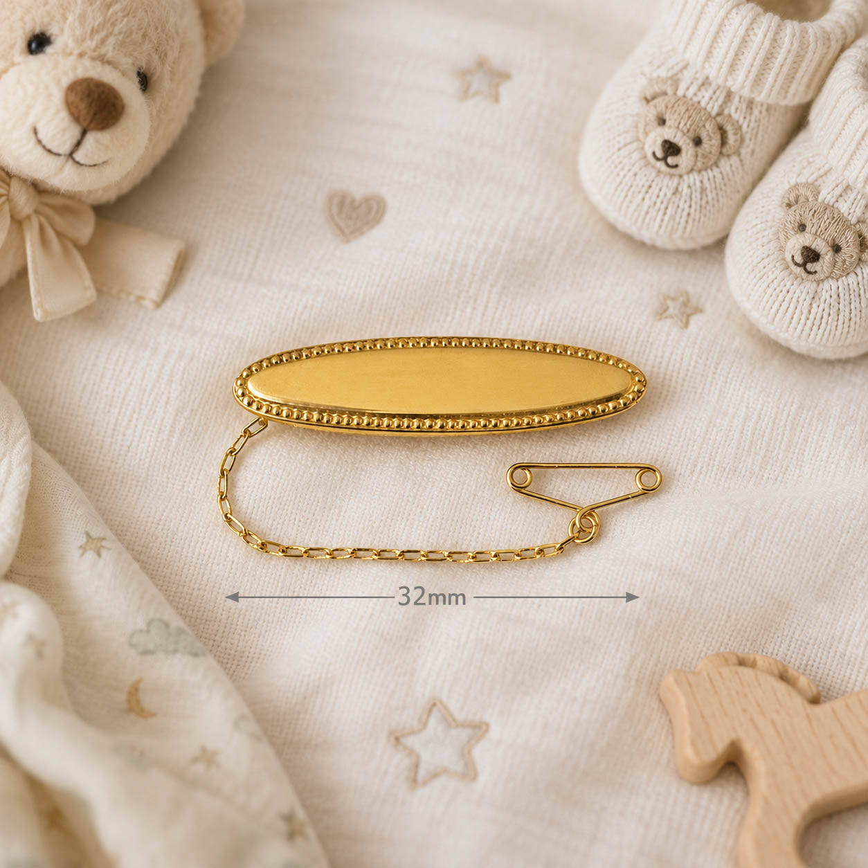 9ct Yellow Gold Oval Baby Brooch