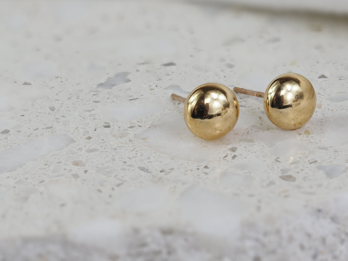 9ct Yellow Gold 6mm Flattened Ball Stud Earrings