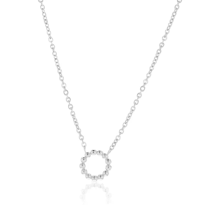 9ct White Gold Bead Circle pendant and Chain