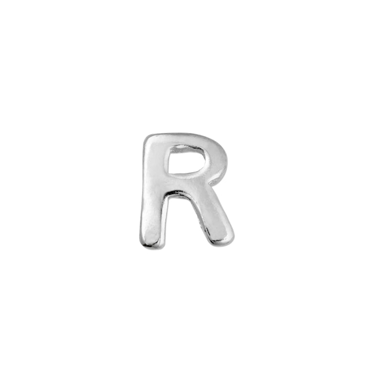 Sterling Silver Initial R Stud Earrings